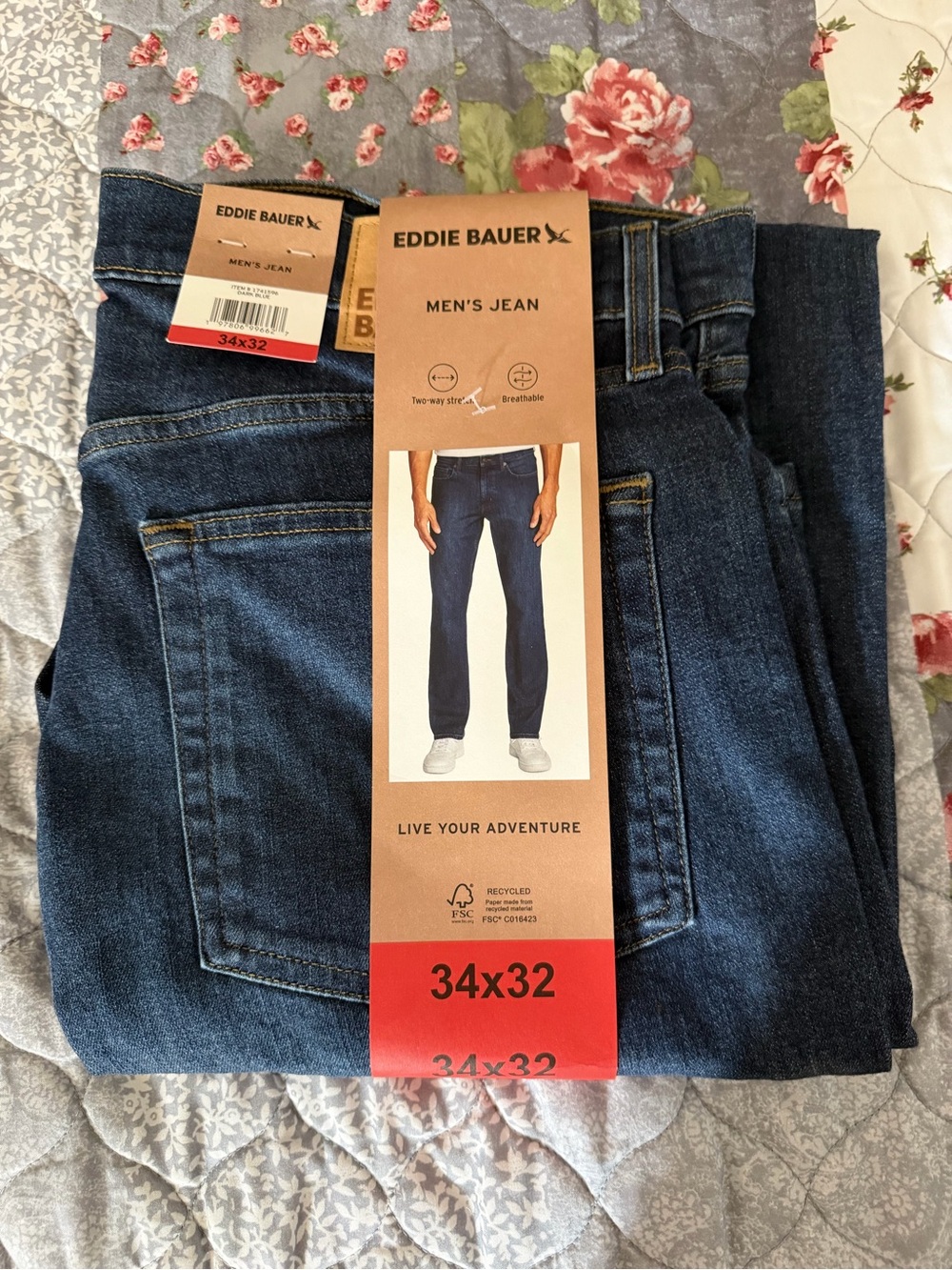 Eddie Bauer Straight-Leg Jeans in Dark Blue Denim